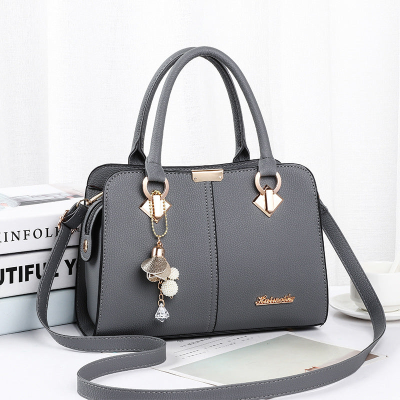 2026 spring fashion cute solid color tote bag - textured, sweet, and charming new shoulder bag - pu leather crossbody large bag