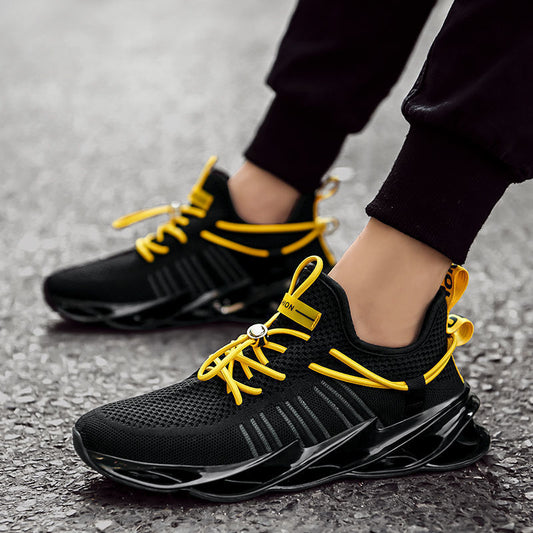 2025 new korean style men's fashion trend casual shoes flyknit breathable blade shoes sneakers men's cross-border