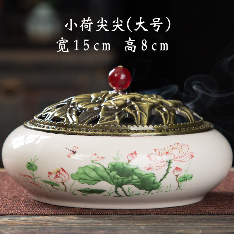 Mosquito coil stove household ceramic large indoor incense seat mosquito coil disc incense sandalwood thread incense creative ornament incense burner