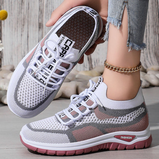 Women's plus size athletic shoes - flyknit mesh, low-cut, lightweight casual sneakers, comfortable and versatile single shoes for women