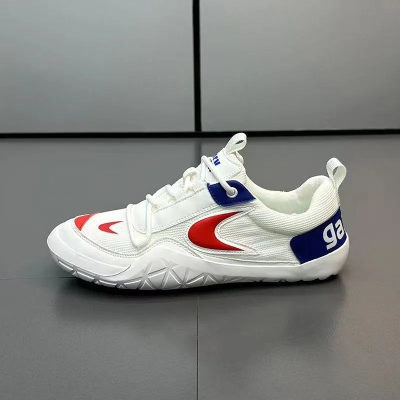 Men's 2025 breathable flyknit mesh athletic shoes, soft sole, youth/teenager style, lightweight running shoes (white/off-white)