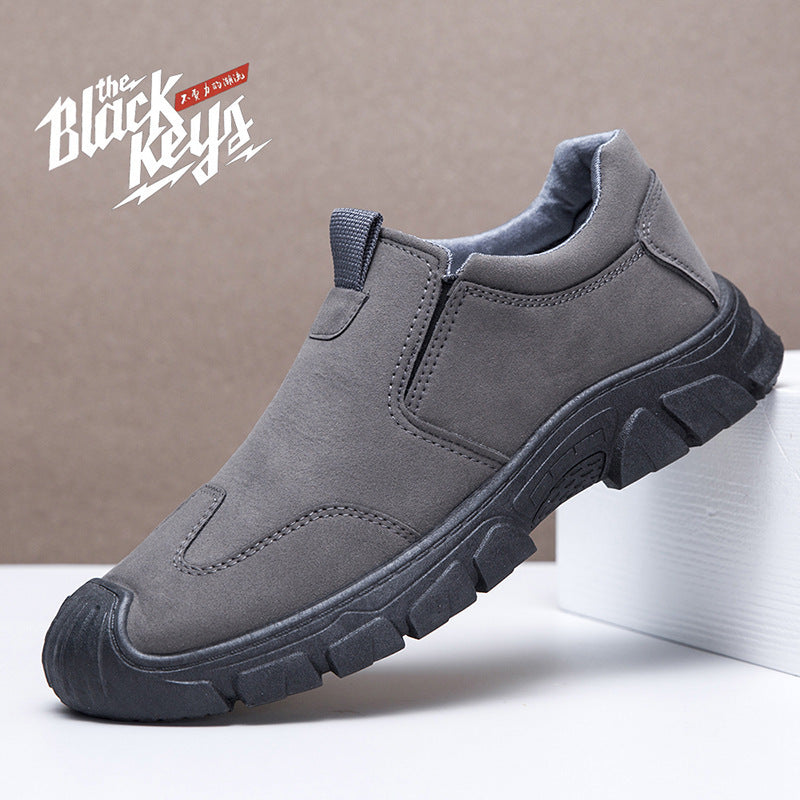 Men's spring and autumn slip-on work shoes, thick-soled, wear-resistant, walking shoes, low-top, non-slip outdoor work shoes, men's cross-border