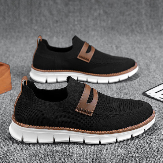 Men's cross-border new flyknit casual shoes: lightweight, breathable, athletic, minimalist, comfortable slip-on sneakers