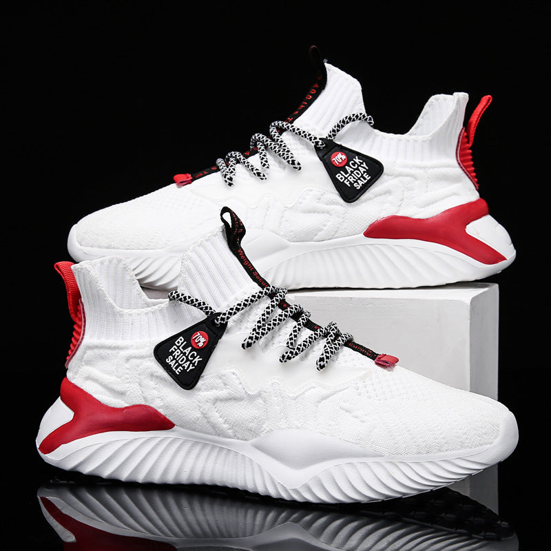 Men's spring 2025 new korean style casual shoes, flyknit breathable yeezy sneakers, trendy running athletic shoes for men