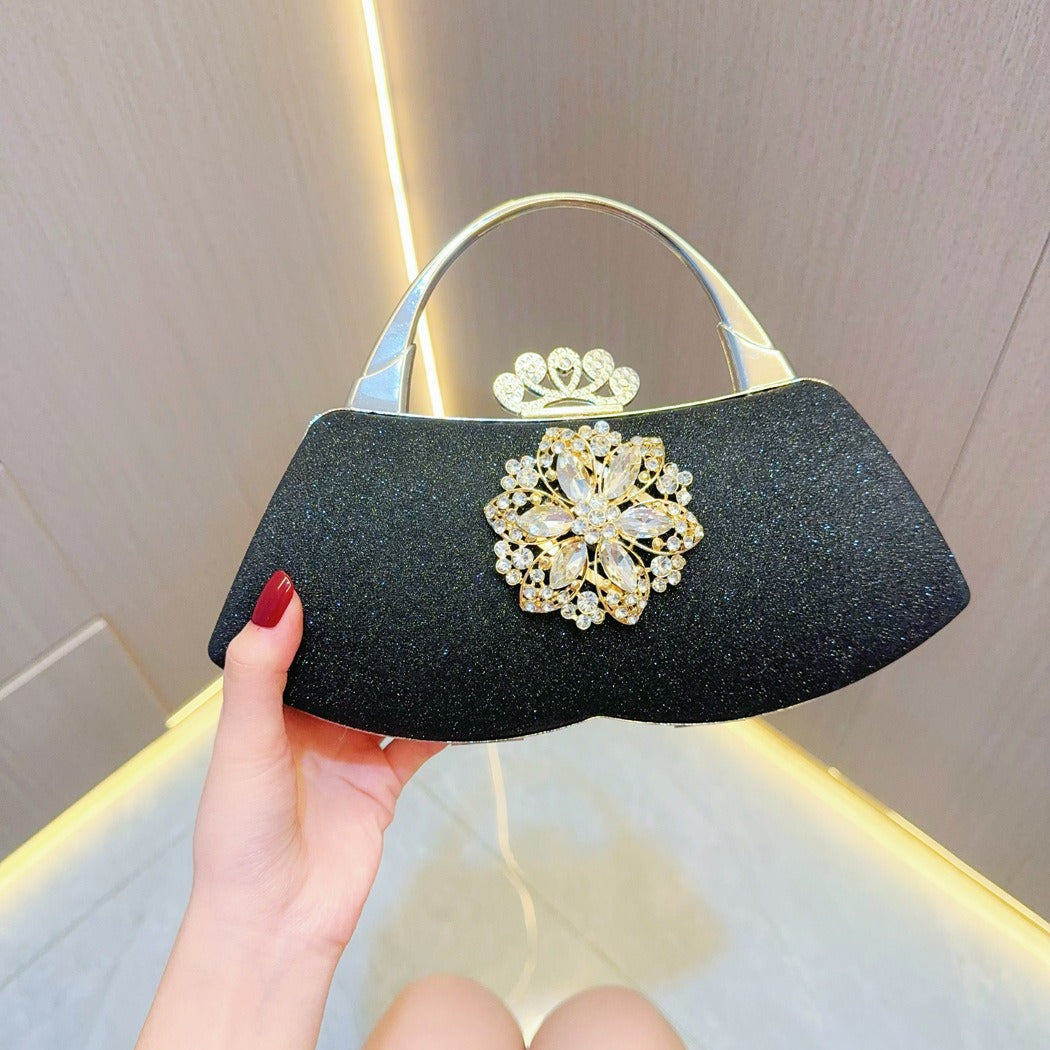 New diamond-encrusted hand bag wedding dress small bag women's birthday bar party banquet bag oblique span dinner bag