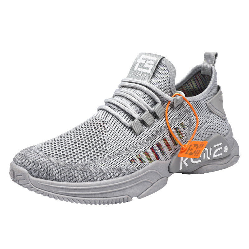 Cross-border men's shoes: 2025 new flyknit mesh breathable athletic shoes, trendy running soft sole plus size men's footwear