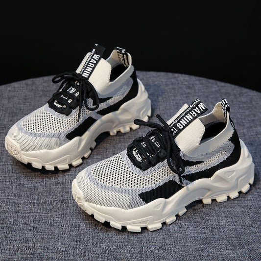 Thick sole dad shoes for women 2026 new style fly woven breathable paris sneakers popular ins trendycasual women's shoes