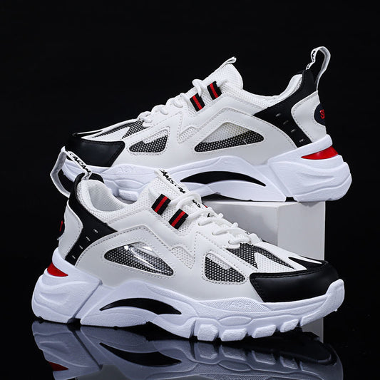 Soft-soled dad shoes for men 2025new arrivalk-style low-top lace-up student running shoes mesh breathable sports shoes for men