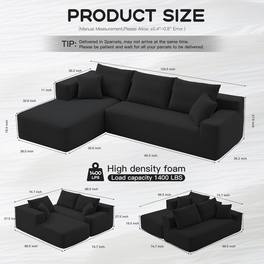 Modular Compression Sofa | Corduroy & Teddy Fabric