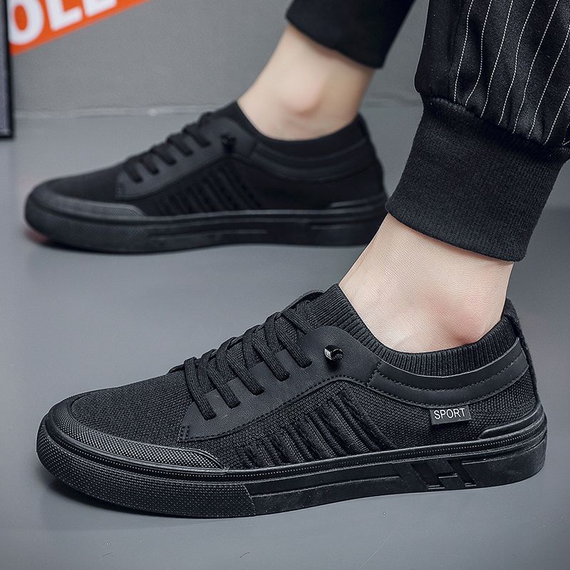 Men's cross-border new casual sneakers: outdoor flyknit breathable mesh trendy shoes, comfortable soft sole low-top athletic shoes
