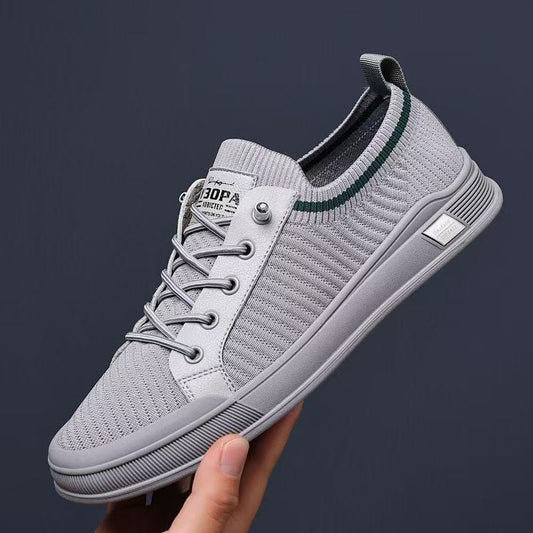 Flyknit men's shoes cross-border new 2025 mesh sports shoes soft bottom thin casual shoes one-legged lazy board shoes for men