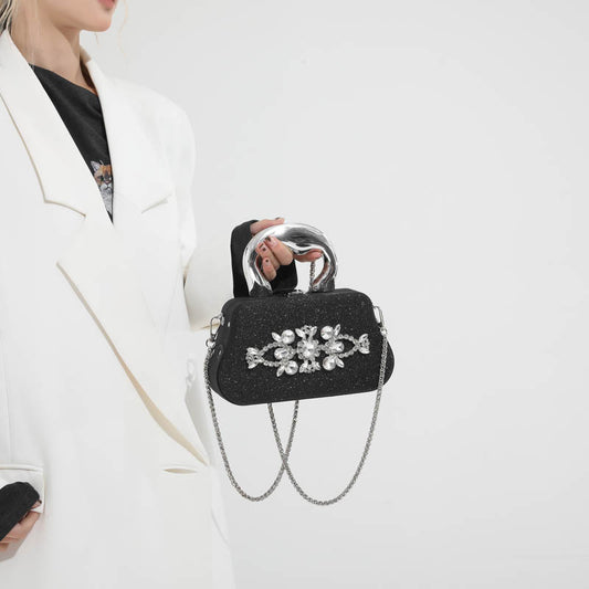 New rhinestone evening dress handbag - shoulder bag, crossbody box bag - elegant party evening clutch