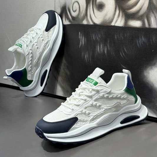 Men's breathable mesh shoes, summer hollow-out running shoes, comfortable soft sole student trendy shoes, lightweight mesh white sneakers