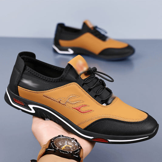 Soft-soled men's shoes, new for spring/summer 2025. casual leather slip-on sneakers, british style low-top, easy slip-on design. wholesale