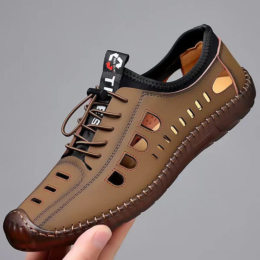 Soft-soled, breathable men's shoes, 2025 new korean style fashion casual shoes, hand-stitched driving shoes with tendon outsole