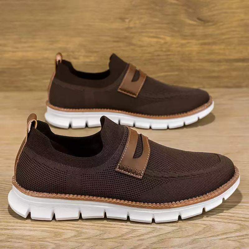 Men's cross-border new flyknit casual shoes: lightweight, breathable, athletic, minimalist, comfortable slip-on sneakers