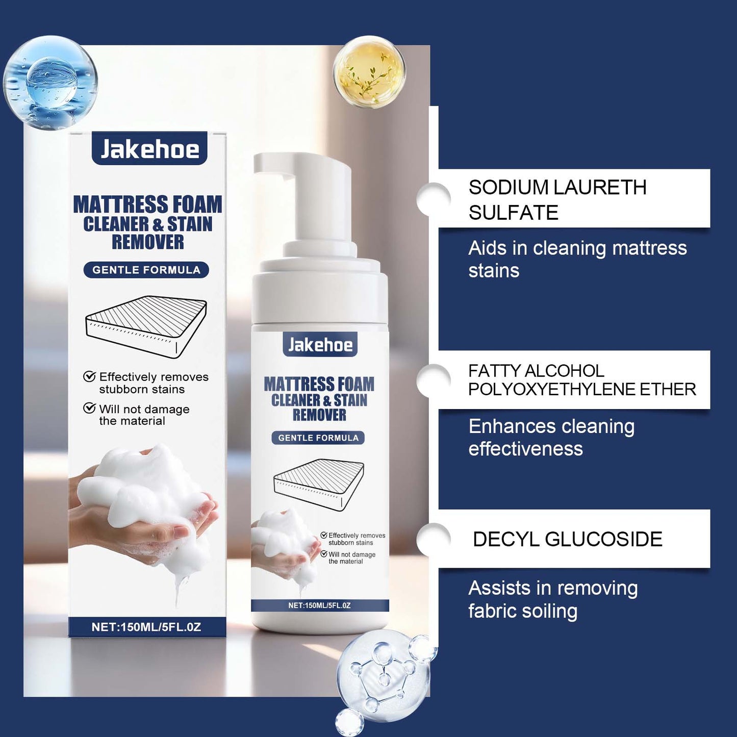 Jakehoe mattress cleaner, suitable for mattress carpet oil stains daily maintenance multi-functional cleaner