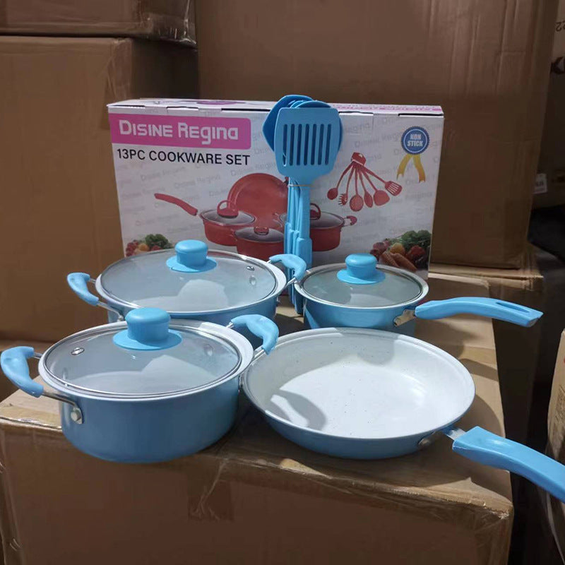 Pot set export pot 13-piece set non-stick pot soup pot stew pot frying pan multi-piece set kitchen cross-border wholesale