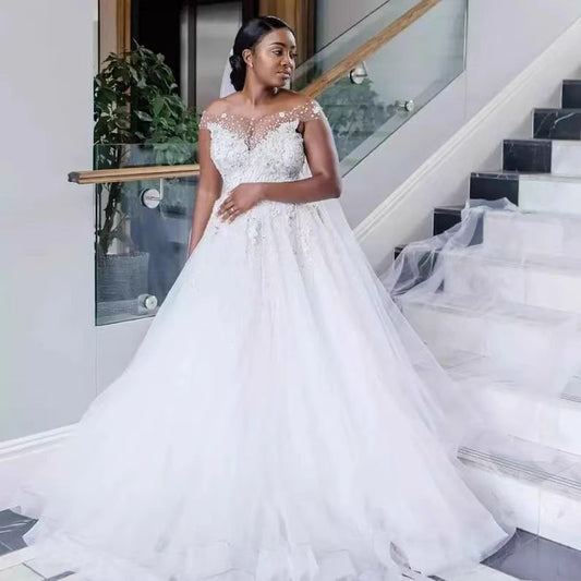 European and american bridal high-waisted slim-fit lace minimalist wedding dress