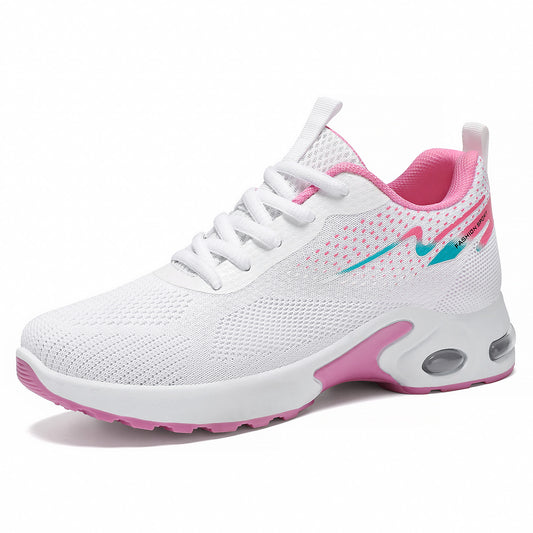 Women's shoes, cross-border plus size sneakers, breathable lace-up flats, air cushion shock absorption, women's soft sole comfort mesh shoes