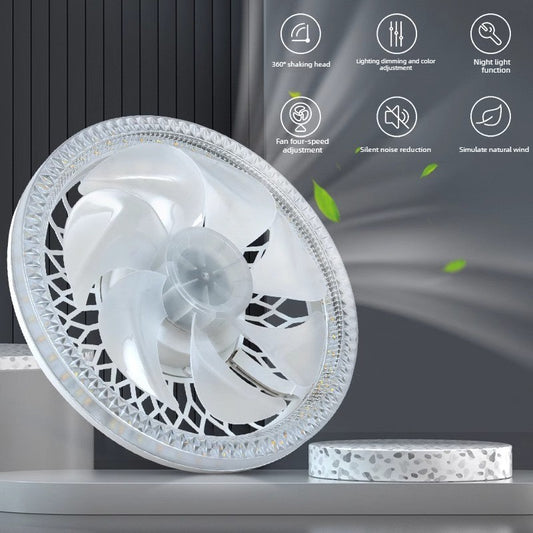 LED electric fan light e27 screw spiral ceiling fan light new remote control household integrated ceiling light with fan indoor