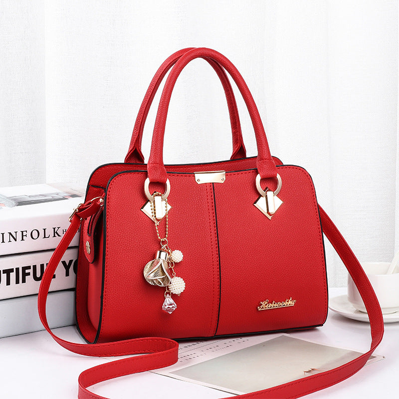 2026 spring fashion cute solid color tote bag - textured, sweet, and charming new shoulder bag - pu leather crossbody large bag