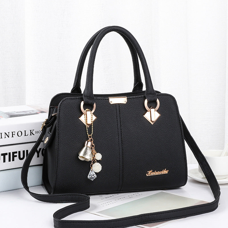 2026 spring fashion cute solid color tote bag - textured, sweet, and charming new shoulder bag - pu leather crossbody large bag