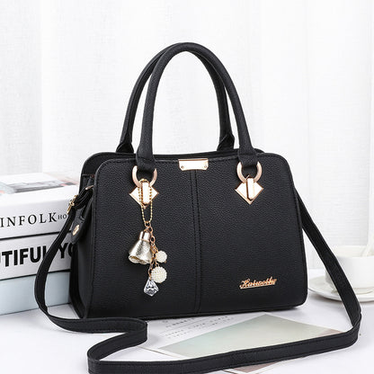 2026 spring fashion cute solid color tote bag - textured, sweet, and charming new shoulder bag - pu leather crossbody large bag