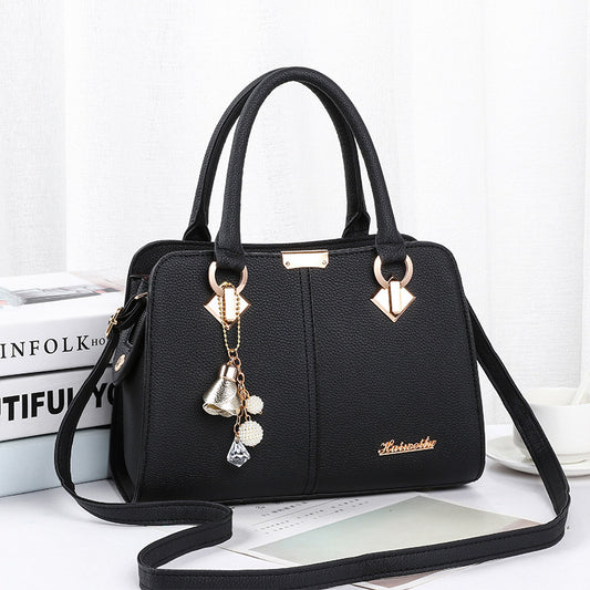 2026 spring fashion cute solid color tote bag - textured, sweet, and charming new shoulder bag - pu leather crossbody large bag