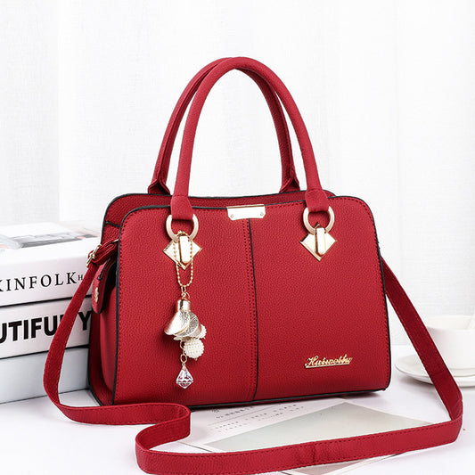 2026 spring fashion cute solid color tote bag - textured, sweet, and charming new shoulder bag - pu leather crossbody large bag