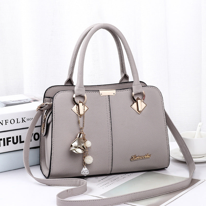 2026 spring fashion cute solid color tote bag - textured, sweet, and charming new shoulder bag - pu leather crossbody large bag