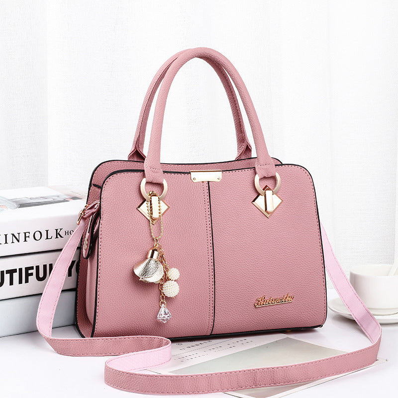 2026 spring fashion cute solid color tote bag - textured, sweet, and charming new shoulder bag - pu leather crossbody large bag