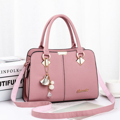 2026 spring fashion cute solid color tote bag - textured, sweet, and charming new shoulder bag - pu leather crossbody large bag
