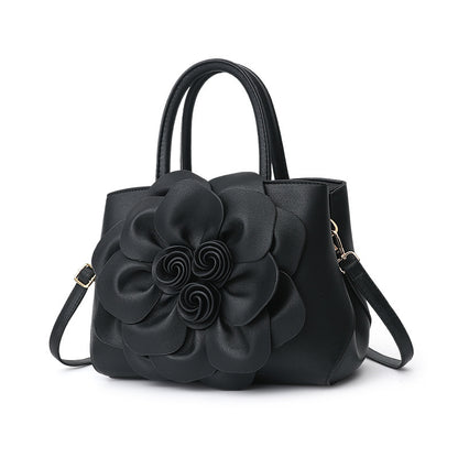 2026 spring solid color new college style women's bag pu leather flower handbag shoulder bag cute bag - dropshipping available