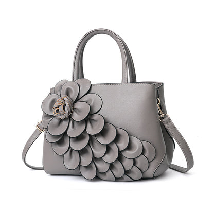 2026 spring solid color new college style women's bag pu leather flower handbag shoulder bag cute bag - dropshipping available