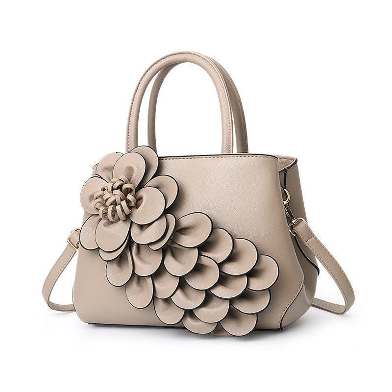 2026 spring solid color new college style women's bag pu leather flower handbag shoulder bag cute bag - dropshipping available