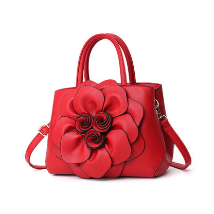 2026 spring solid color new college style women's bag pu leather flower handbag shoulder bag cute bag - dropshipping available