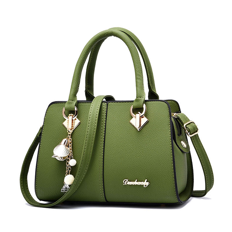 2026 winter solid color fashion handbag pu women's bag stylish shoulder bag middle-aged mom bag crossbody bag - dropshipping available