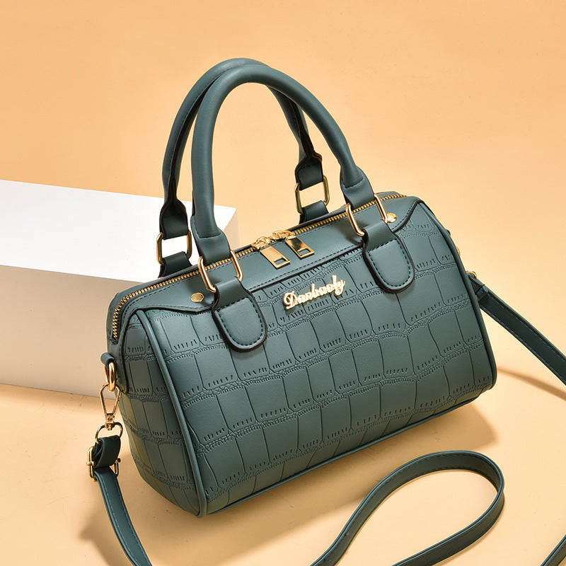2026 new korean-style embossed crocodile boston pillow bag - large capacity handbag, shoulder bag, and crossbody bag