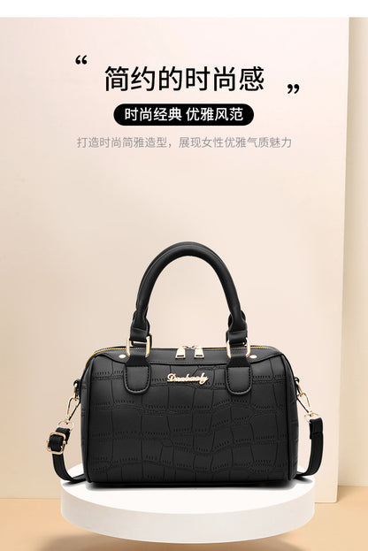 2026 new korean-style embossed crocodile boston pillow bag - large capacity handbag, shoulder bag, and crossbody bag