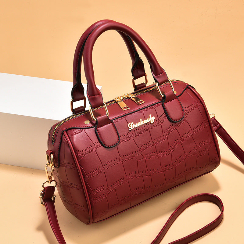 2026 new korean-style embossed crocodile boston pillow bag - large capacity handbag, shoulder bag, and crossbody bag