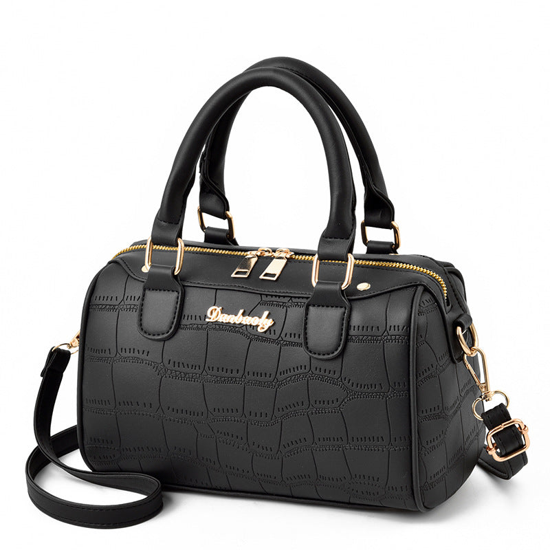 2026 new korean-style embossed crocodile boston pillow bag - large capacity handbag, shoulder bag, and crossbody bag