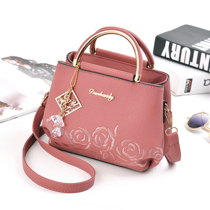 2026 new fashion elegant solid color embroidered women's handbag tote sweet cute crossbody small square bag - dropshipping available