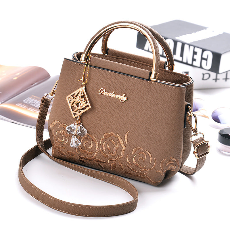2026 new fashion elegant solid color embroidered women's handbag tote sweet cute crossbody small square bag - dropshipping available