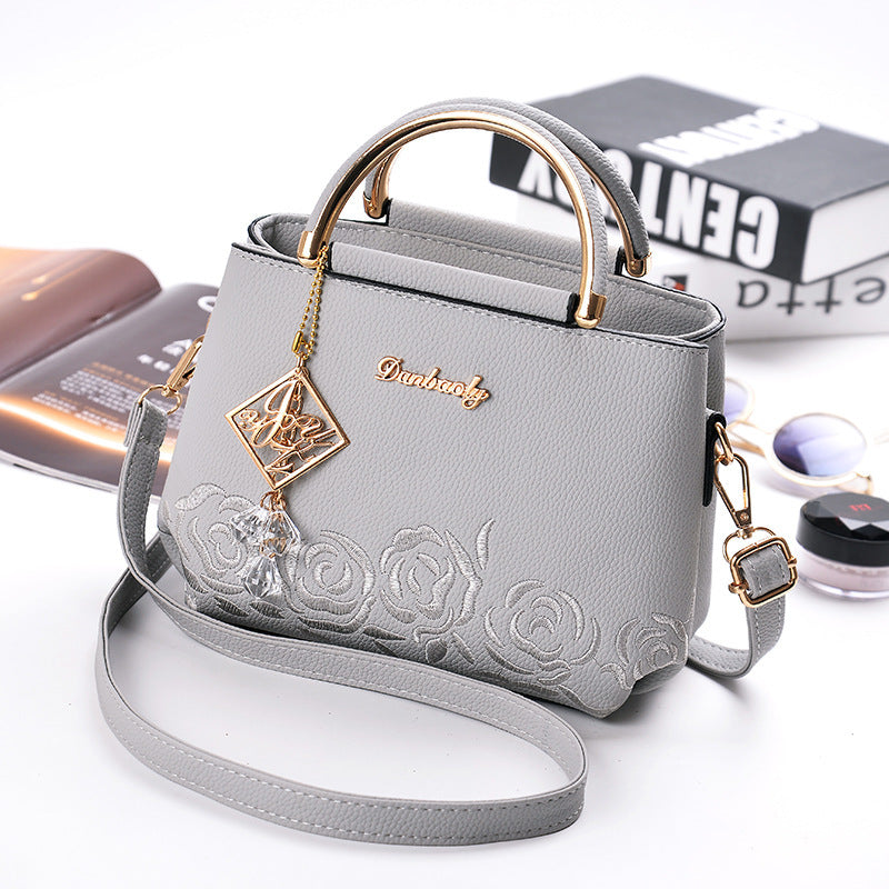 2026 new fashion elegant solid color embroidered women's handbag tote sweet cute crossbody small square bag - dropshipping available