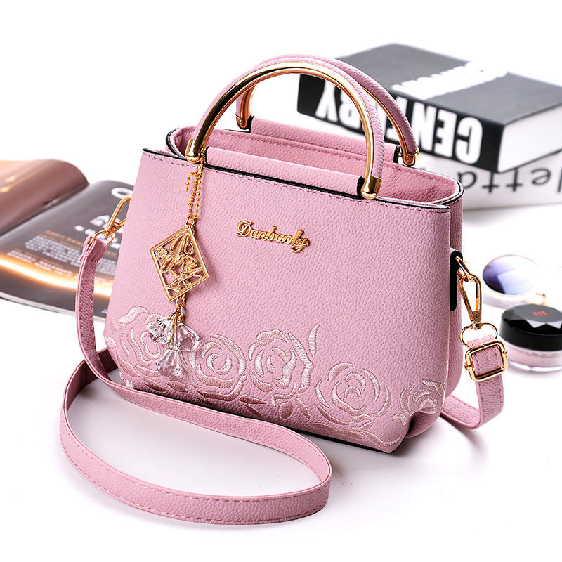 2026 new fashion elegant solid color embroidered women's handbag tote sweet cute crossbody small square bag - dropshipping available