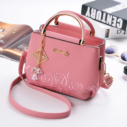 2026 new fashion elegant solid color embroidered women's handbag tote sweet cute crossbody small square bag - dropshipping available