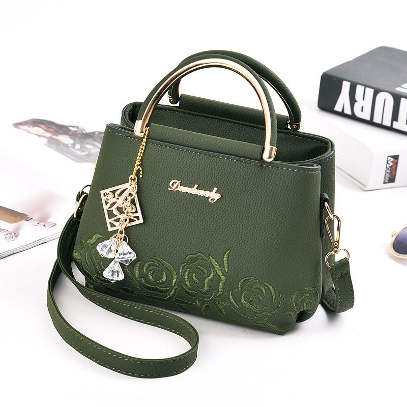 2026 new fashion elegant solid color embroidered women's handbag tote sweet cute crossbody small square bag - dropshipping available