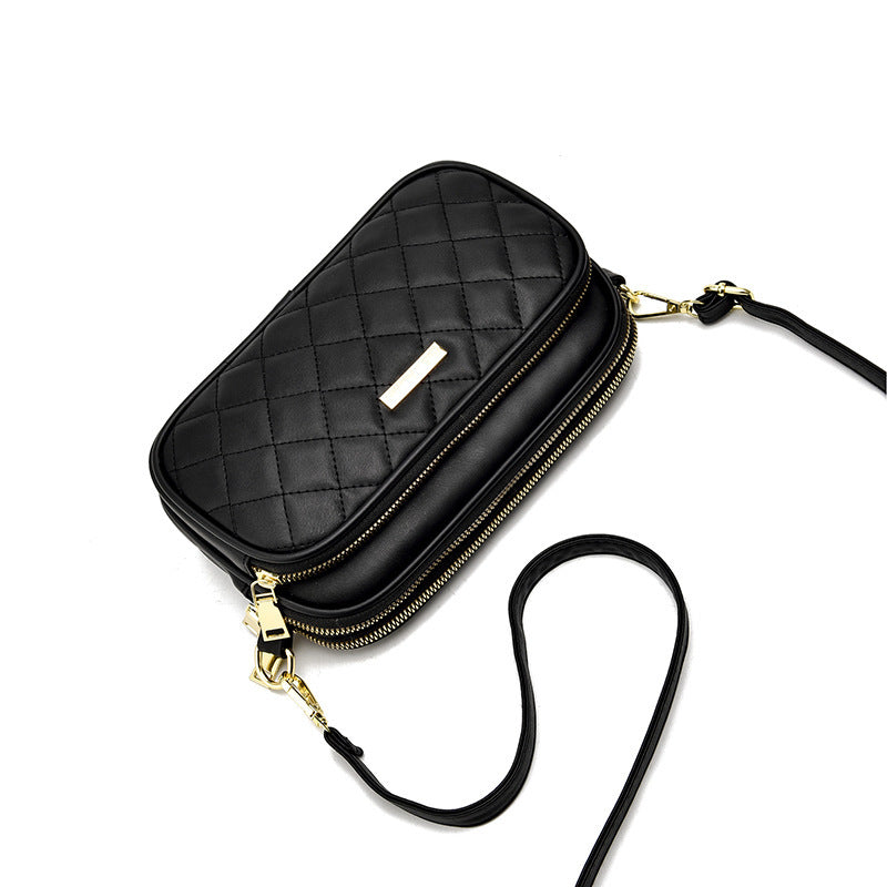 2024 spring new arrival: diamond quilted shoulder bag for women - three-layer practical mom bag, soft leather crossbody commuter bag