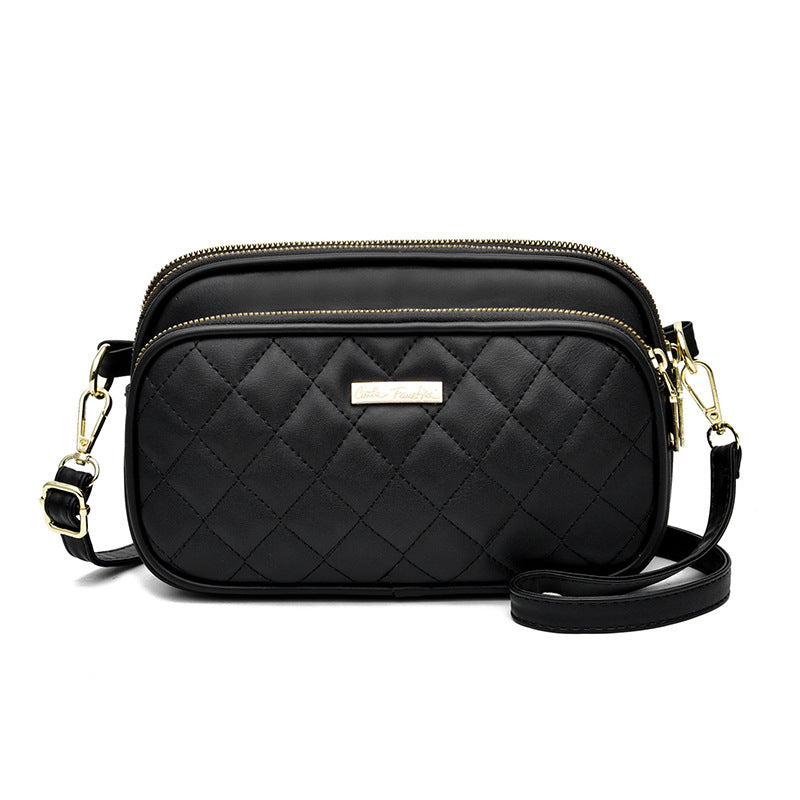 2024 spring new arrival: diamond quilted shoulder bag for women - three-layer practical mom bag, soft leather crossbody commuter bag